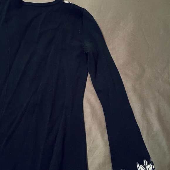 NEW Small Boston Proper Zip Cardigan Sweater White Flower Embroidered Knit - Picture 4 of 5